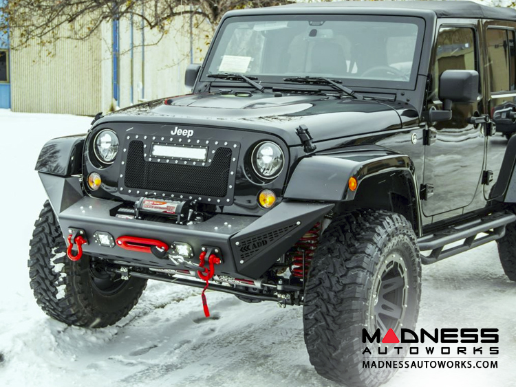 Jeep Wrangler JK Stealth Fighter Front Bumper Center w/ Tow Hooks by